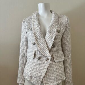 Women's Vici Collection Cream Tweed Double-Breasted Jacket